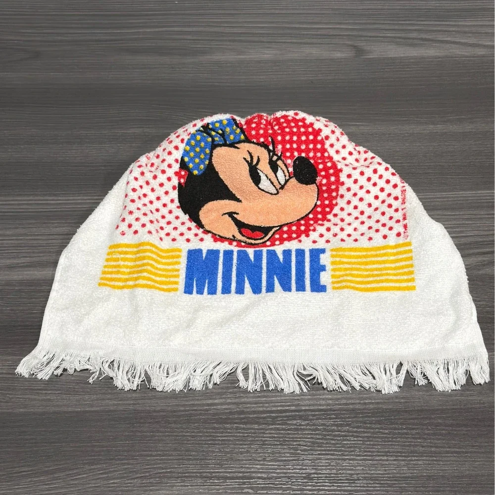 Vintage Minnie Mouse Hanging Kitchen Towels Set 2 Cannon Crochet Top Red White